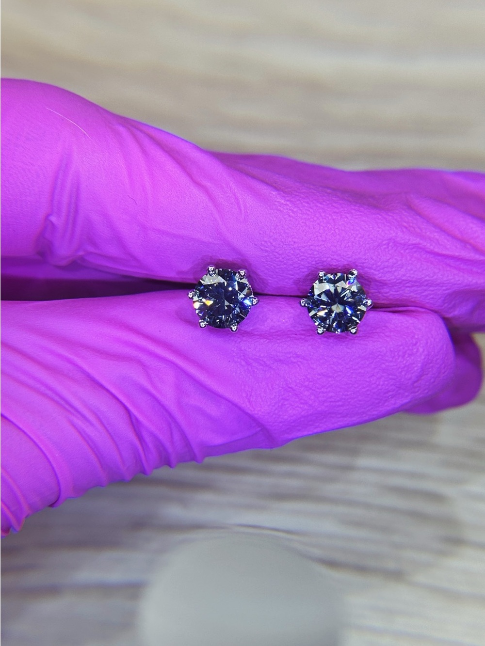 VVS Emerald Blue Moissanite Solitaire Stud Earrings